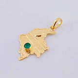 Pendant Map of Colombia Emerald 23Pts 1.8 g / 1 1/4 in 18K Yellow Gold