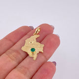 Pendant Map of Colombia Emerald 23Pts 1.8 g / 1 1/4 in 18K Yellow Gold