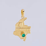 Pendant Map of Colombia Emerald 23Pts 1.8 g / 1 1/4 in 18K Yellow Gold