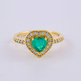 Anillo Corazon Tupido Esmeralda 45Pts 4 g / T6 3/4 Oro Amarillo 18K