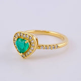 Anillo Corazon Tupido Esmeralda 45Pts 4 g / T6 3/4 Oro Amarillo 18K
