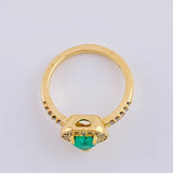 Anillo Corazon Tupido Esmeralda 45Pts 4 g / T6 3/4 Oro Amarillo 18K