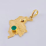 Colombia Map Pendant Emerald 46 pts 2.3 g / 1 3/4 in 18K Yellow Gold