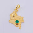 Colombia Map Pendant Emerald 46 pts 2.3 g / 1 3/4 in 18K Yellow Gold