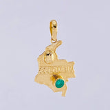 Colombia Map Pendant Emerald 46 pts 2.3 g / 1 3/4 in 18K Yellow Gold