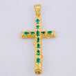 Dije Cruz Tronco Puntas Planas Esmeraldas 2,2 Qts 4.95 g / 2 in Oro Amarillo 18K