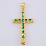 Dije Cruz Tronco Puntas Planas Esmeraldas 2,2 Qts 4.95 g / 2 in Oro Amarillo 18K