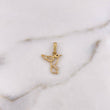Pendant Colibri 0.9gr / 2cm / Silhouette White Black Zircons 18K Yellow Gold #