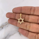 Pendant Star of David 1.6gr / 2.2cm / White Zircons 18K Yellow Gold &