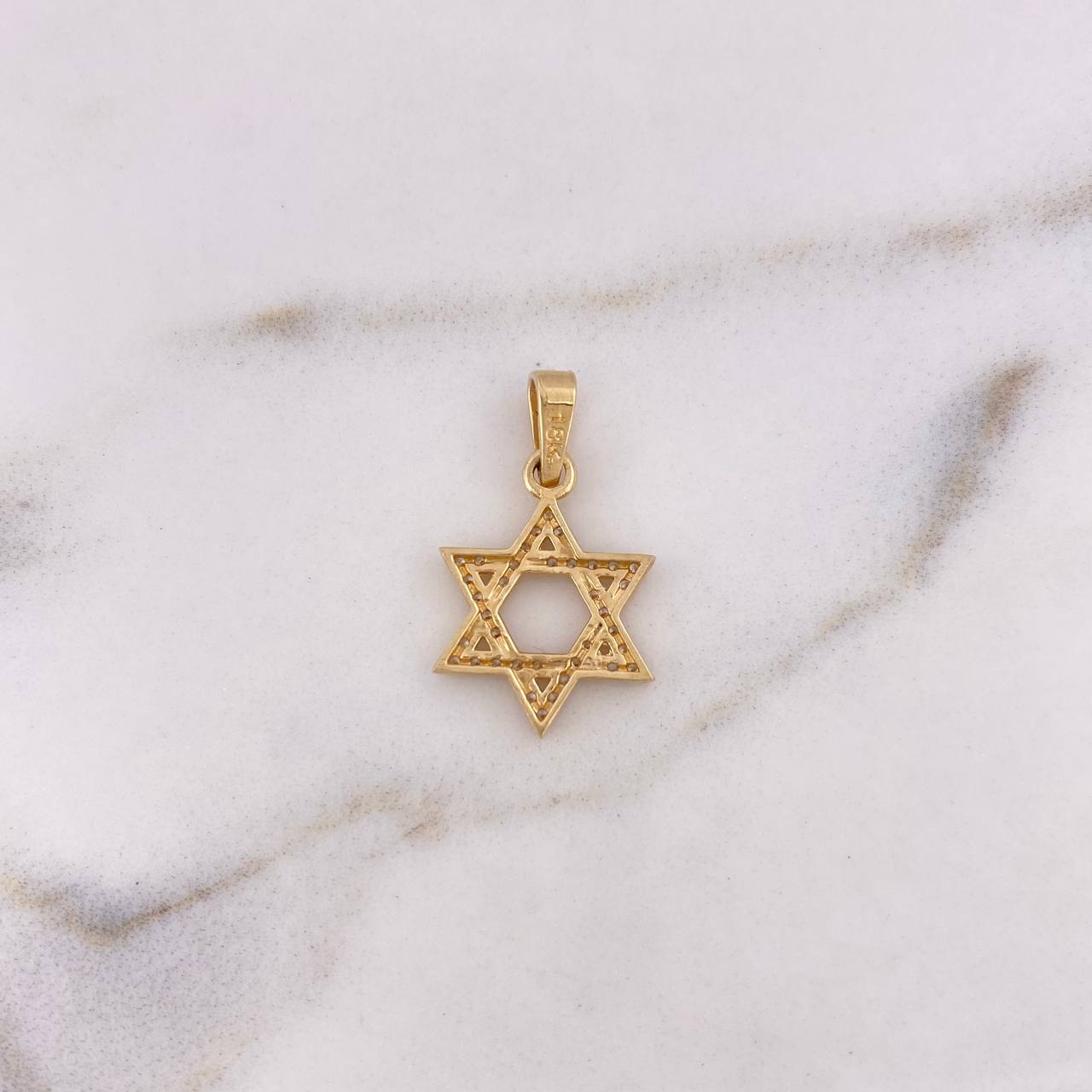 Pendant Star of David 1.6gr / 2.2cm / White Zircons 18K Yellow Gold &