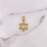 Pendant Star of David 1.6gr / 2.2cm / White Zircons 18K Yellow Gold &