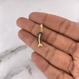 Pendant Fish Spines 1.9gr / 2.6cm / Black Zircons 18K Yellow Gold &