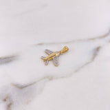 Dije Avion 1.5gr / 2.2cm / Circones Blancos Dos Oros Amarillo Blanco 18K &