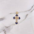 Dije Cruz 2gr / 3.4cm / Circones Blancos Azules Oro Amarillo 18K #