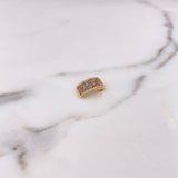 Pendant Rectangular 1.4gr / 1.4cm / Colored Zircons 18K Yellow Gold #