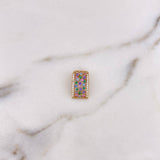 Pendant Rectangular 1.4gr / 1.4cm / Colored Zircons 18K Yellow Gold #