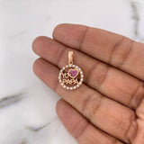 Pendant I Love Dad 1.9gr / 2.1cm / White Fuchsia Zircons 18K Rose Gold &