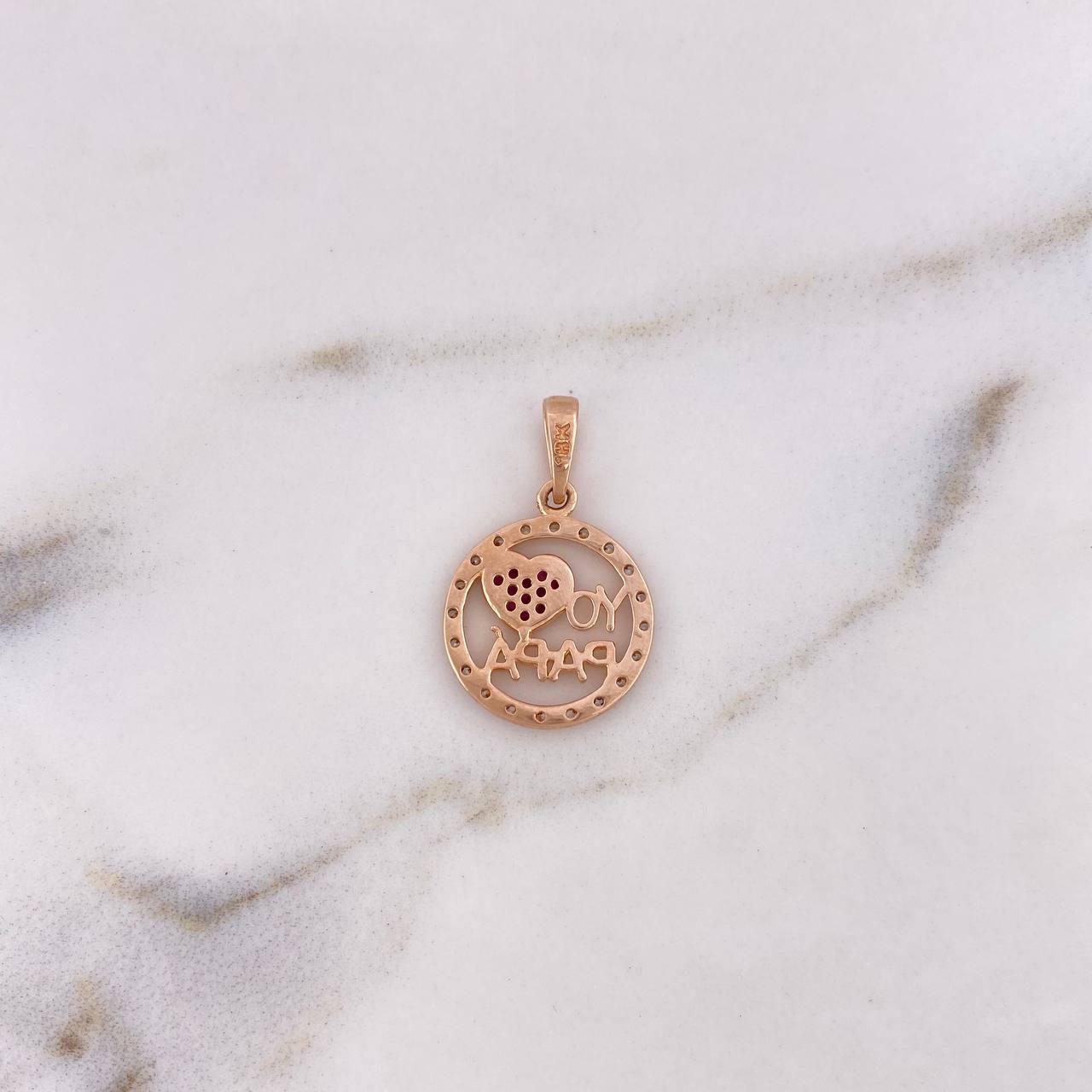 Pendant I Love Dad 1.9gr / 2.1cm / White Fuchsia Zircons 18K Rose Gold &
