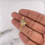 Pendant Animated Flower 1.8gr / 1.9cm / Colored Zircons 18K Yellow Gold