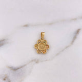 Pendant Animated Flower 1.8gr / 1.9cm / Colored Zircons 18K Yellow Gold