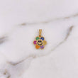 Pendant Animated Flower 1.8gr / 1.9cm / Colored Zircons 18K Yellow Gold