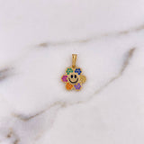 Pendant Animated Flower 1.8gr / 1.9cm / Colored Zircons 18K Yellow Gold