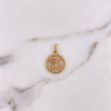 Pendant I Love Dad 2gr / 2.1cm / White Fuchsia Zircons 18K Yellow Gold &