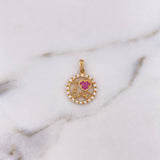 Pendant I Love Dad 2gr / 2.1cm / White Fuchsia Zircons 18K Yellow Gold &