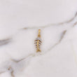 Pendant Fish Spines 1.95gr / 2.6cm / White Zircons Two-tone Yellow White 18K #