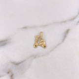 Pendant Moto 1gr / 1.6cm / White Black Zircons 18K Yellow Gold #