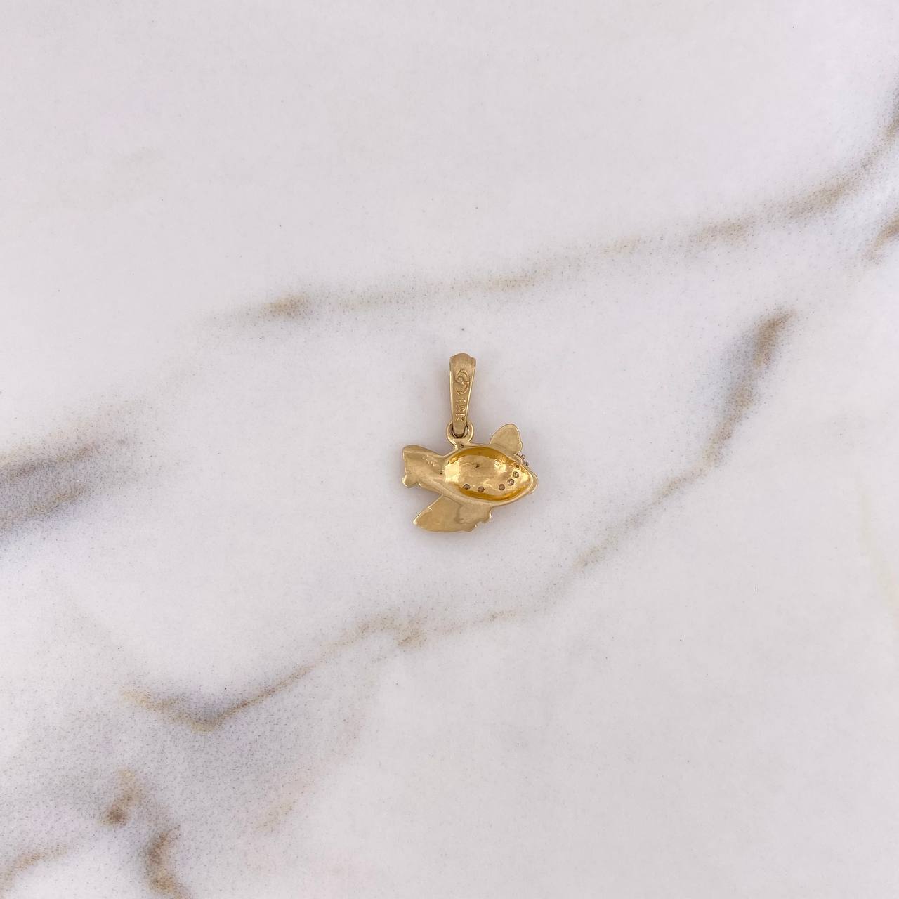 Pendant Airplane 0.95gr / 1.7cm / White Zircons Two-tone Yellow and White 18K #