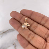 Dije Elefante 1.6gr / 1.8cm / Circones Blancos Verde Oro Rosa 18K #