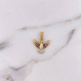 Pendant Colibri 1.7gr / 2cm / Colored Zircons Two 18K Yellow White Gold #