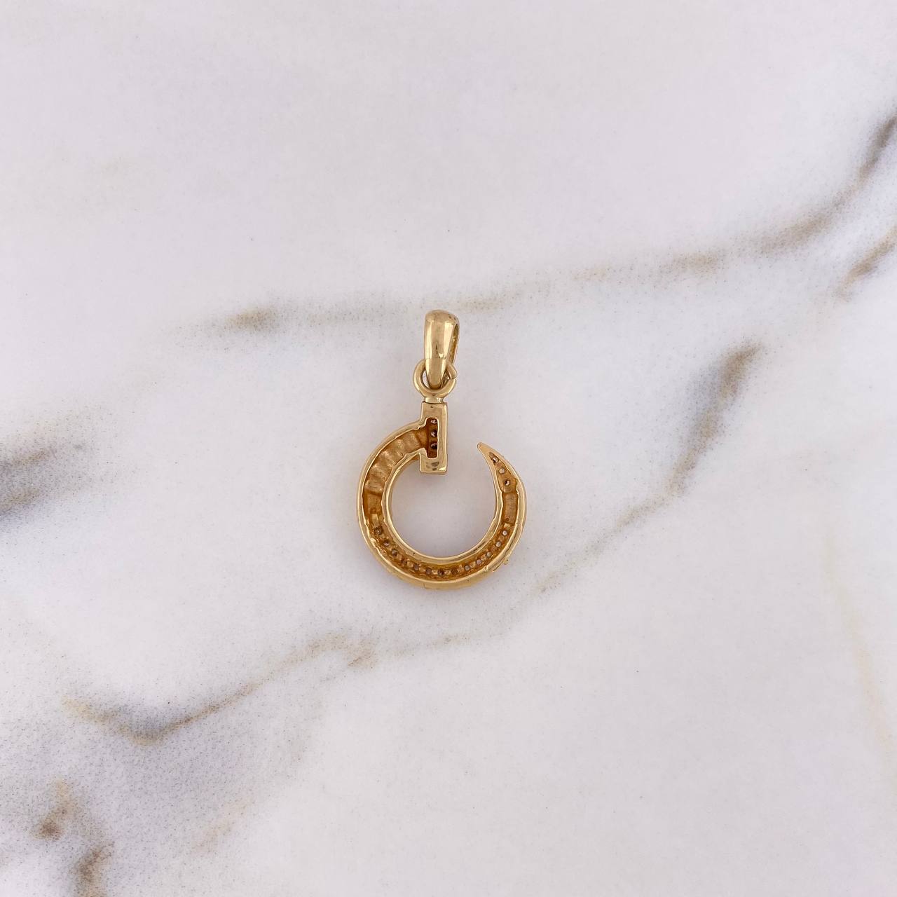 Dije Clavo 2.6gr / 2.6cm / Circones Blancos Oro Amarillo 18K #