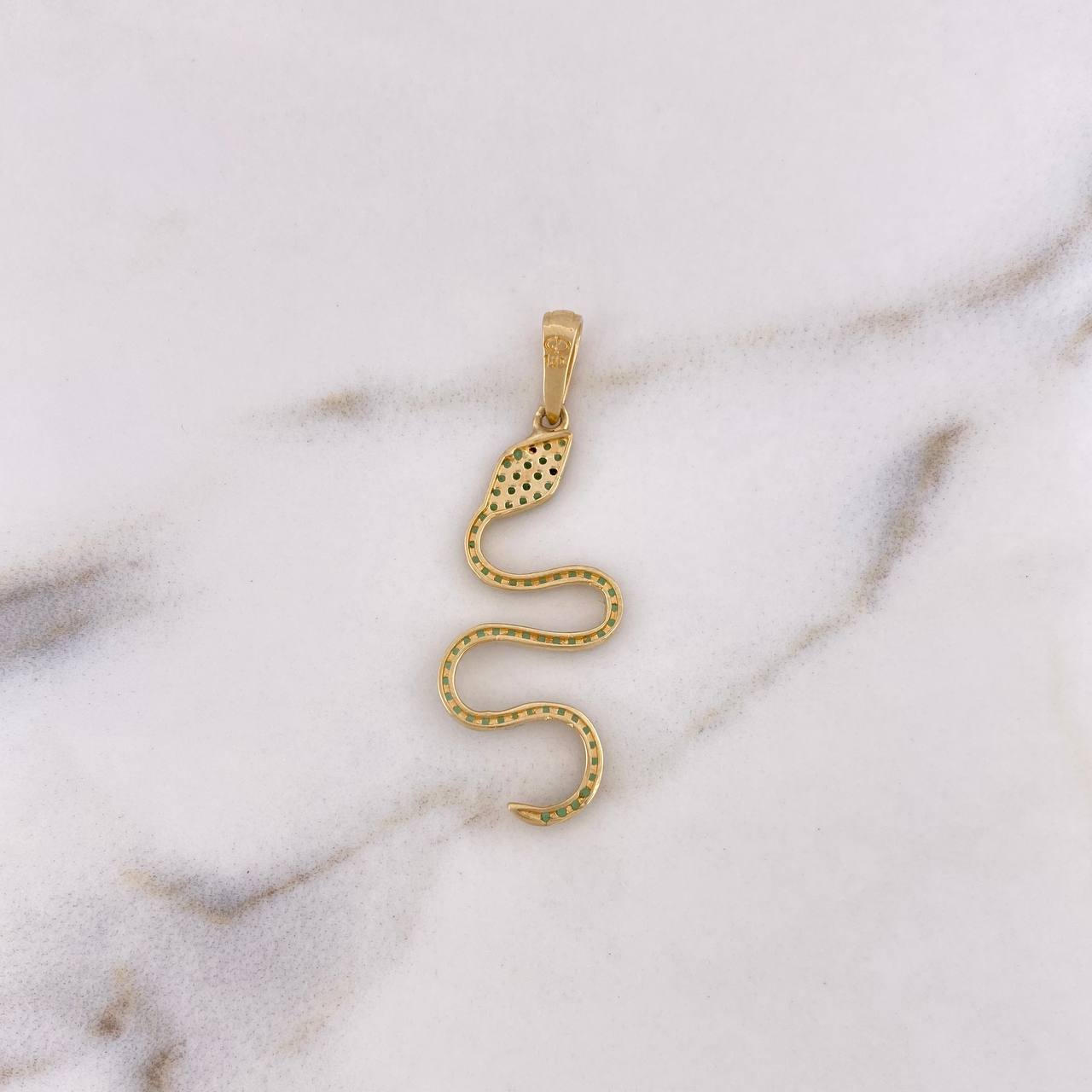 Pendant Snake 1.85gr / 3.8cm / Black Green Zircons 18K Yellow Gold &