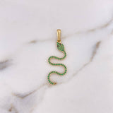 Pendant Snake 1.85gr / 3.8cm / Black Green Zircons 18K Yellow Gold &