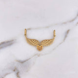 Pendant Heart Wings 3.5gr / 3.7cm / White Fuchsia Zircons Two 18K Yellow White Golds #