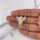 Dije Cupido Corazon 7.1gr / 3cm / Circones Blancos  Dos Oros Amarillo Blanco 18K $