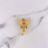 Dije Cupido Corazon 7.1gr / 3cm / Circones Blancos  Dos Oros Amarillo Blanco 18K $