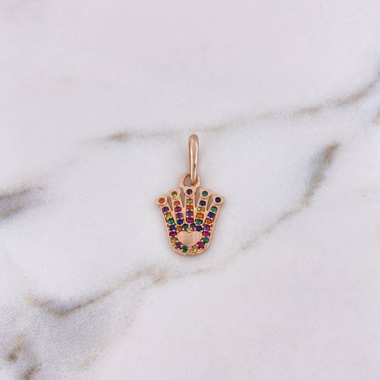 Pendant Corona RX 1.95gr / 2.6cm / Zircons Colors 18K Rose Gold $