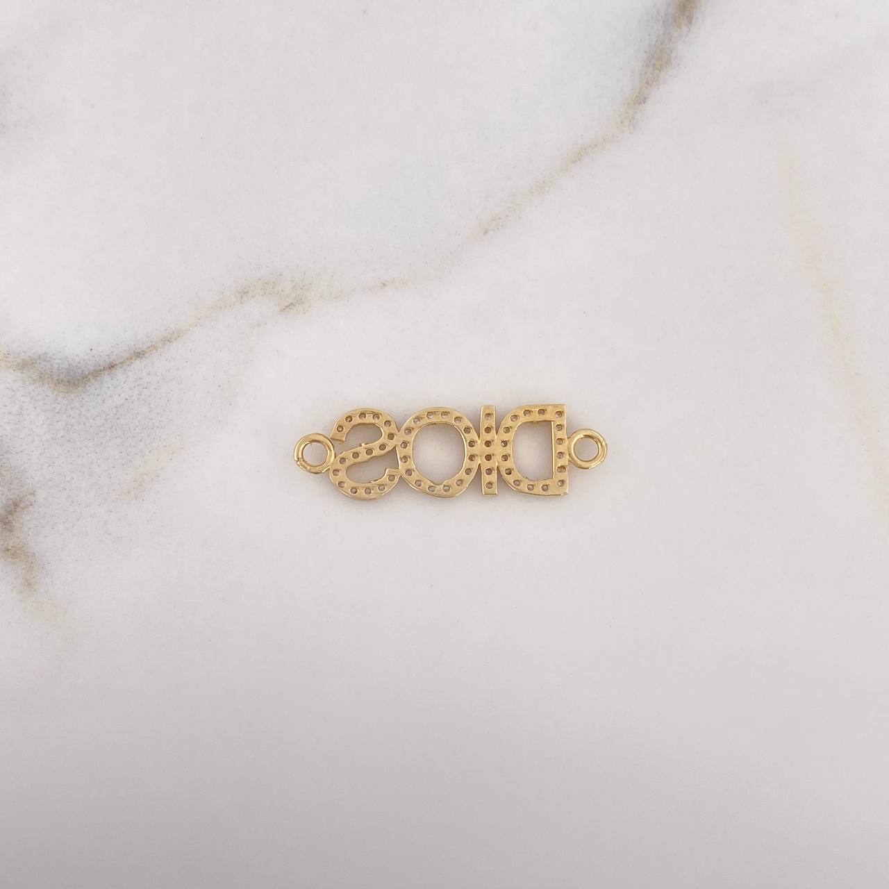 Charm God 1.3gr / 2.7cm / White Zircons 18K Yellow Gold &