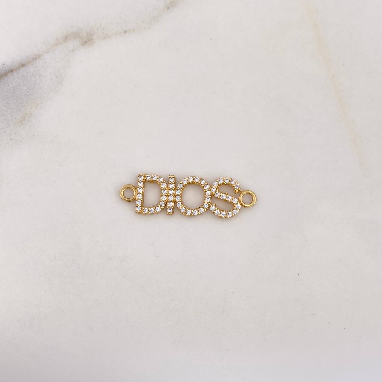 Charm God 1.3gr / 2.7cm / White Zircons 18K Yellow Gold &