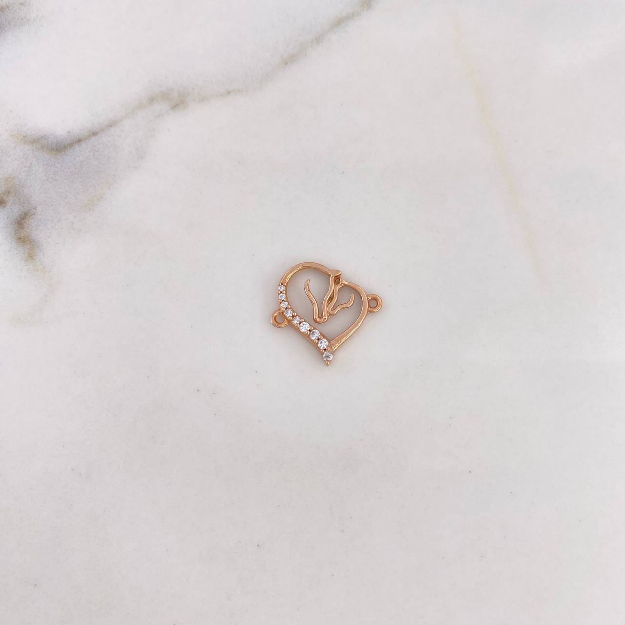 Charm Heart 0.9gr / 1.5cm / White Zircons 18K Rose Gold #