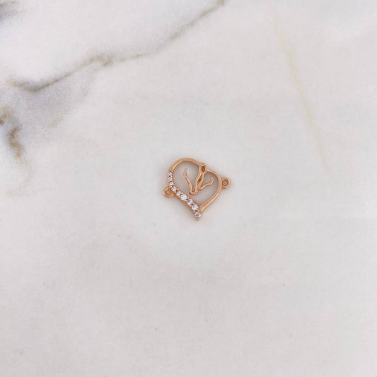 Charm Heart 0.9gr / 1.5cm / White Zircons 18K Rose Gold #