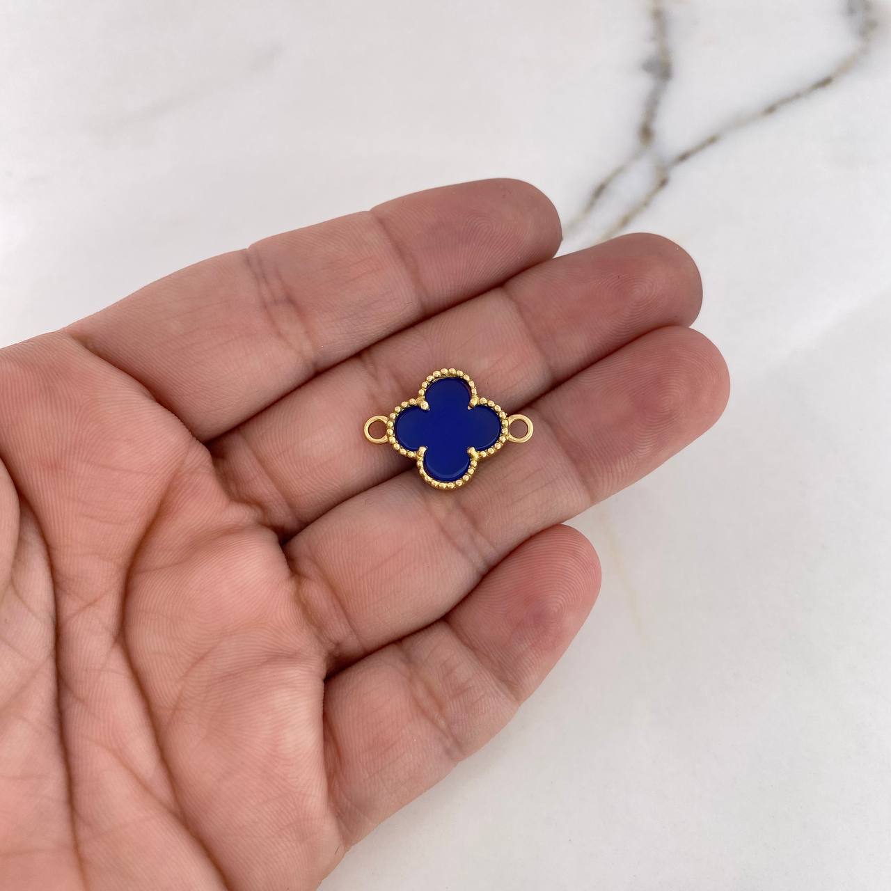 Charm Clover 2.35gr / 2.1cm / Blue 18K Yellow Gold #