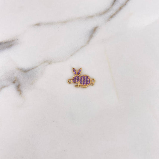Charm Conejo 2.15gr / 2.1cm / Lilac Zircons 18K Yellow Gold #