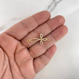Charm Cross 1.25gr / 1.1in / White Zircons 18K Gold &