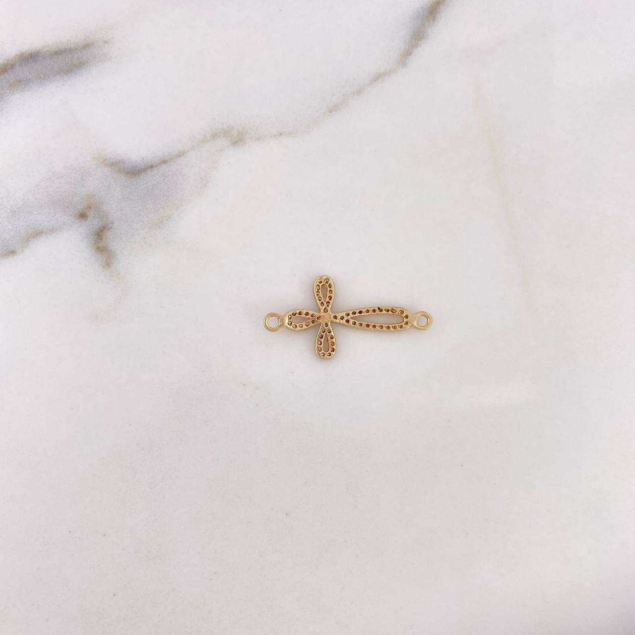 Charm Cross 1.2gr / 2.9cm / White Zircons 18K Yellow Gold #