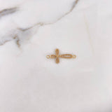 Charm Cross 1.25gr / 1.1in / White Zircons 18K Gold &