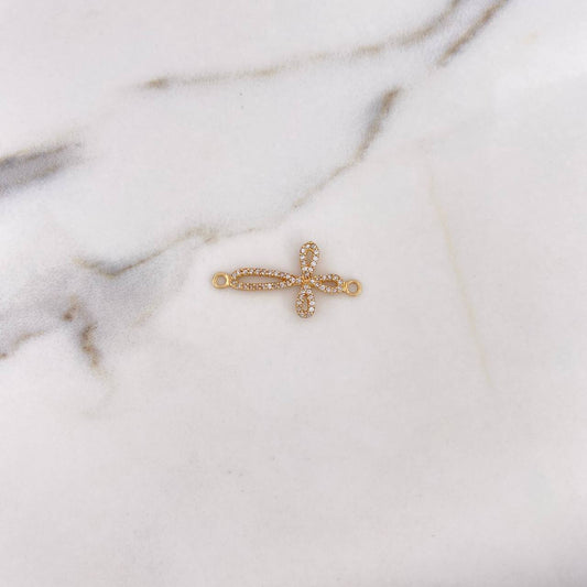 Charm Cross 1.2gr / 2.9cm / White Zircons 18K Yellow Gold #